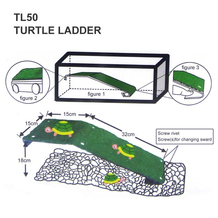 1 Échelle tortue plastique pente naturelle gazon artificiel plateforme flottante aquarium .