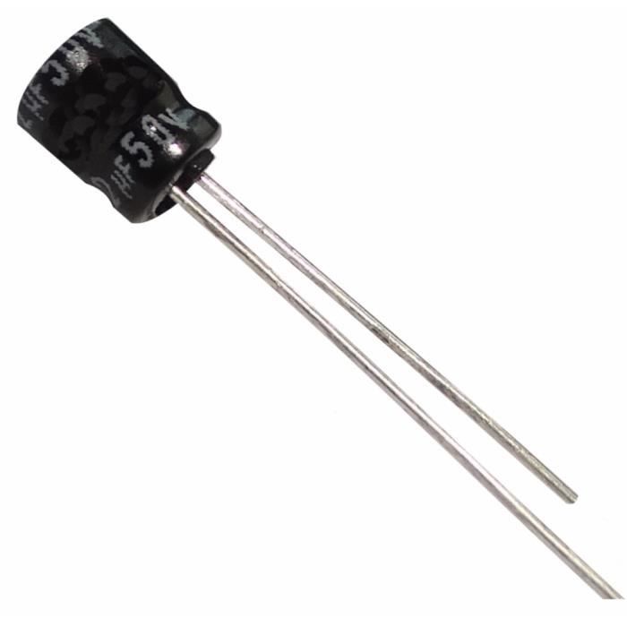 Lot De 5 Condensateurs électrolytiques 2,2 µF 50V - Plage De Température -40 à +105°C, Marque Pirabadi - Neufs Pour L'électronique