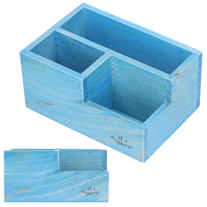 2 Porte-stylos En Bois à 8 Emplacements - Présentoir Horizontal Pour Bureau, Pinceaux De Maquillage (13.2x10x14.5 Cm)