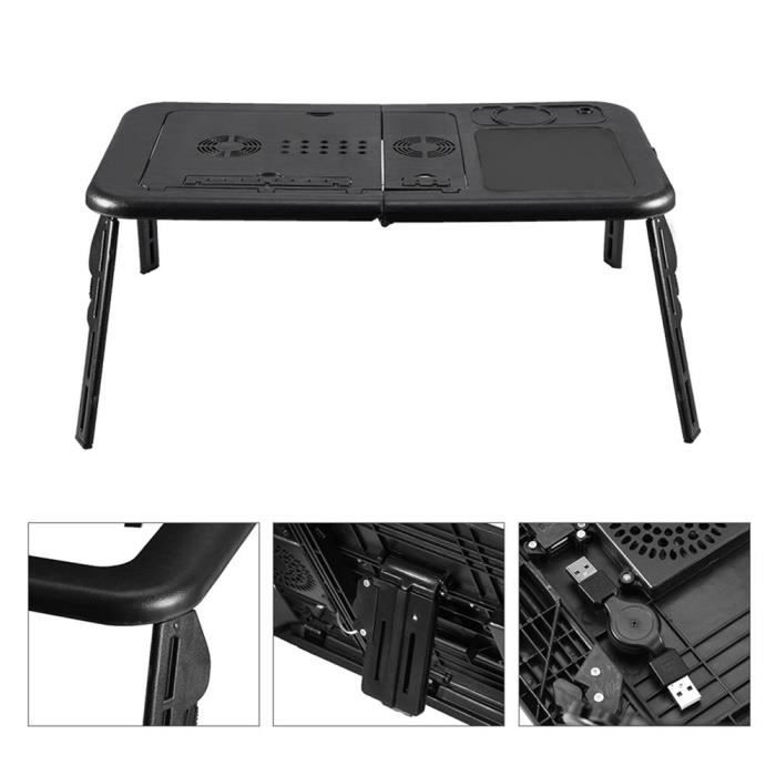 Table Pliante Pour Ordinateur Portable - Bureau Portable Lit/canapé - Plateau 60x40cm, Porte-gobelet - Bleu - 5