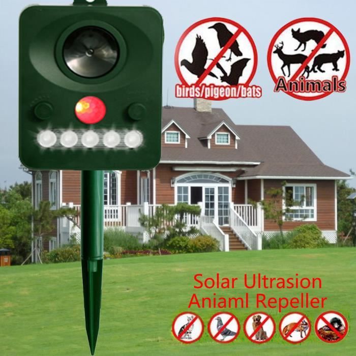 Repulsif Solaire A Ultrasons Anti Chat Chien Oiseaux Martres Avec Tranchant Flash Lumiere Et Lnfrarouge Detecteur De Mouvement Cdiscount Jardin