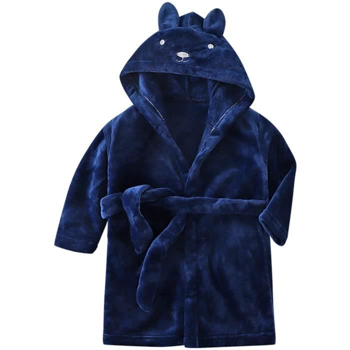 Peignoir à Capuche De Dessin Animé Soft Elephant Robe Sleep Hearwear Pyjamas Pour Enfants Bleu