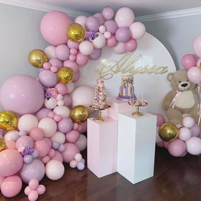 Arche Ballon Rose,Arche de ballon anniversaire macaron rose violet,ballon  rose et arche de ballon anniversaire violet avec des[786] - Cdiscount Maison