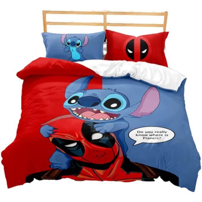 Ensemble housse de couette 140x200Cm Lilo & Stitch 3 pièces 2 taies d