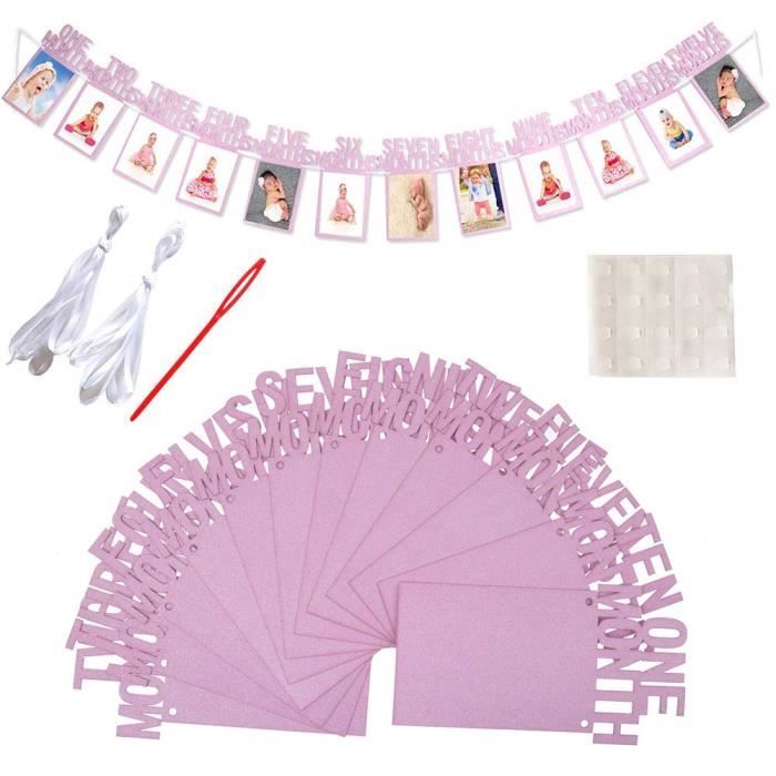 Baby 0 12 Mois Banniere Anniversaire 1er Anniversaire Guirlande De Banderoles Cadre Photo Pour Bebe Bapteme Decoration Party Bunt Achat Vente Banderole Banniere Cdiscount