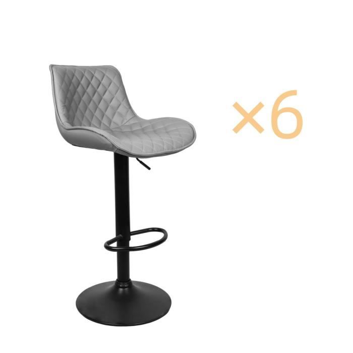 Tabourets de bar avec dossier et repose-pieds - Shenglimeii - Lot de 6 - Gris clair - Contemporain - Design Tabourets de bar avec dossier et repose-pieds - Shenglimeii - Lot de 6 - Gris clair - Contemporain - Design
