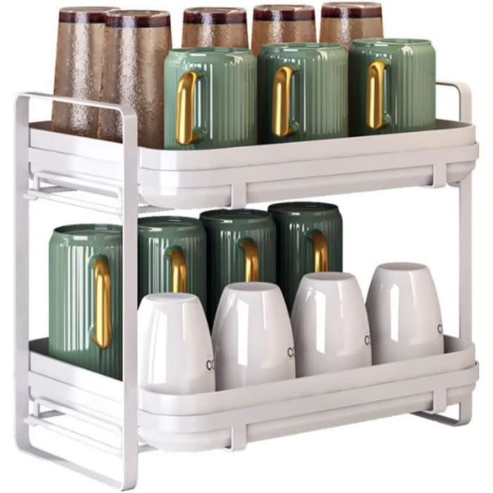 Lot De 6 Organisateurs Tasses Empilables - Gain De Place Armoire, Noir