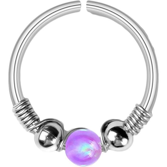 Anneau De Nez (Septum) En Acier Inoxydable - Calibre 16, Diamètre Intérieur 8mm | Fermeture Charnière Sans Coute - 4