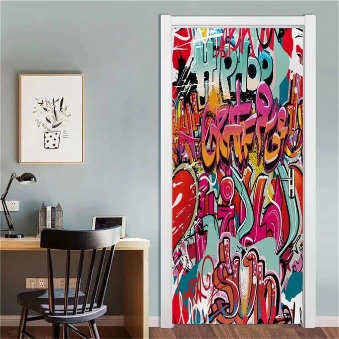 Autocollants De Porte 3D S Porte Poster Papier Peint Porte Trompe L