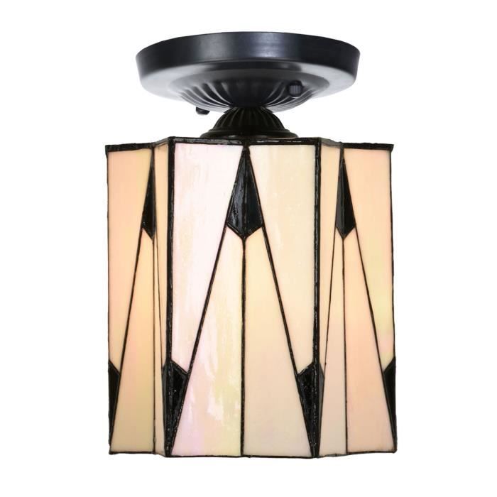 Coloured By Art - Tiffany Lampe - Plafonnier Tiffany noir avec French Art Deco