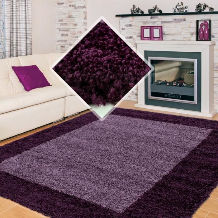 Structure à fibres longues Salon Shaggy Tapis 2 Couleurs de la hauteur de la pile de 3cm violet Violet (100x200 cm)