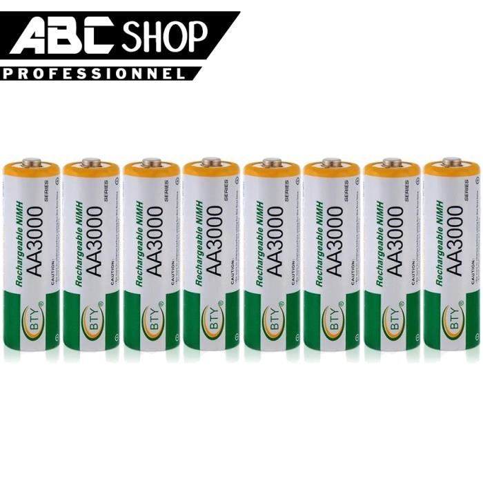 LOT 8 PILES ACCUS RECHARGEABLE AA BTY NI-MH 3000mAh 1.2V LR06 LR6