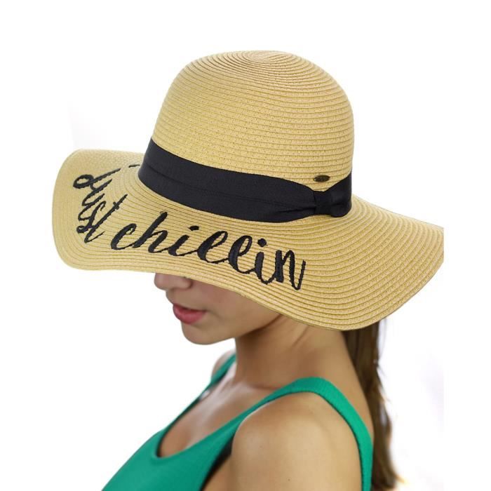 Chapeau De Plage C C Pour Femme En Papier Tresse A Large Rebord A Citation Vacances Just Chillin Marron Cdiscount Pret A Porter