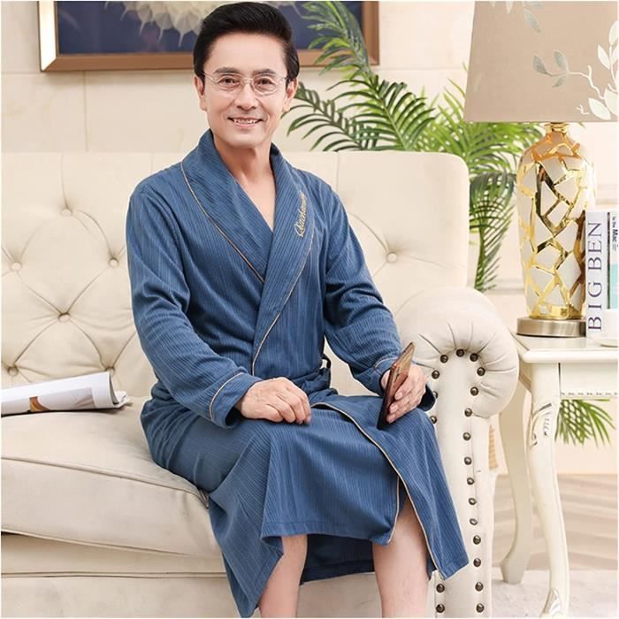Peignoir de Bain Printemps Automne Coton Peignoir avec Ceinture Robe de Robe de Serviette a Rayures de Luxe et Taille Plus 4X 789 Cdiscount Maison