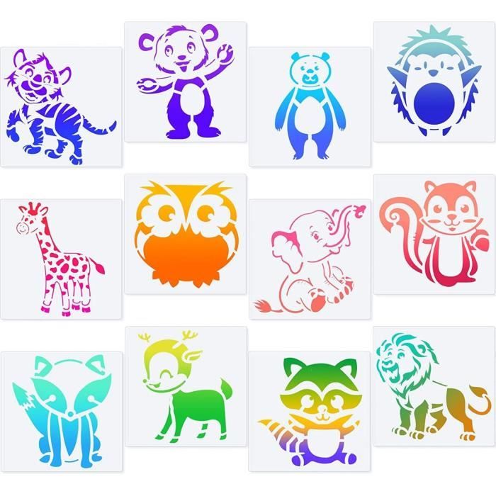 Lot De 10 Pochoirs Réutilisables Pour Peinture Sur Bois, Motif Bébé Lune, Animaux, Cerf, Dessin Magique Pour Scrapbooking, Décoration Murale - 14 Cm