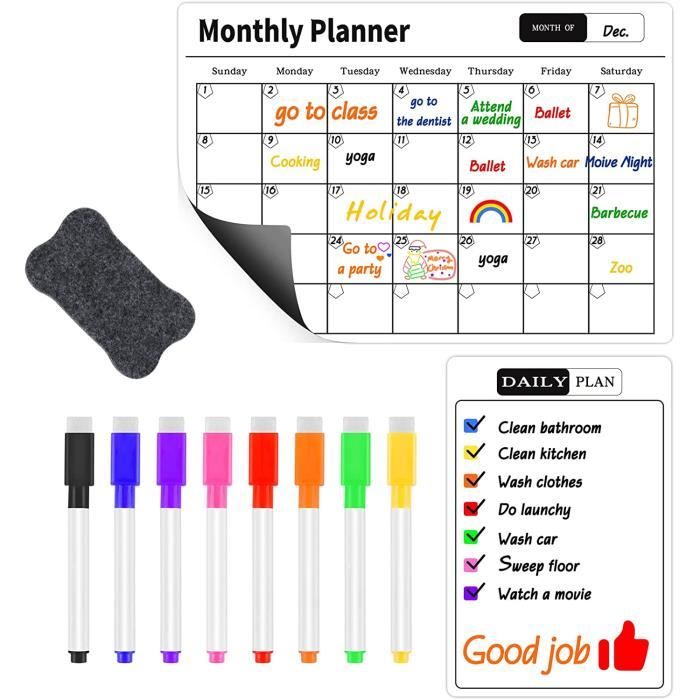Tableau Magnétique Récompenses Pour Enfants – Design Manchot – 7 Jours, 3 Couleurs – Pour Frigo