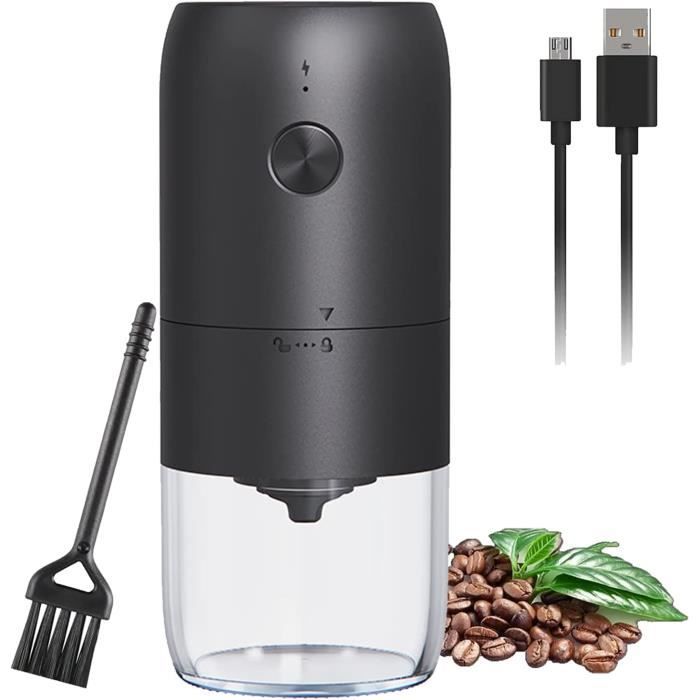 Moulin à café électrique portable rechargeable avec fraise conique en acier inoxydable, paramètres externes réglables pour expresso, cafetière française, voyage et utilisation à domicile, capacité de