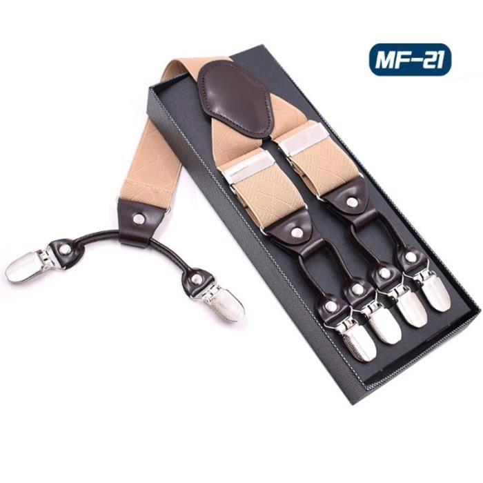 Set Bretelles Et Nœud Papillon WANYING - 2cm Largeur élastique 3 Clips Laiton