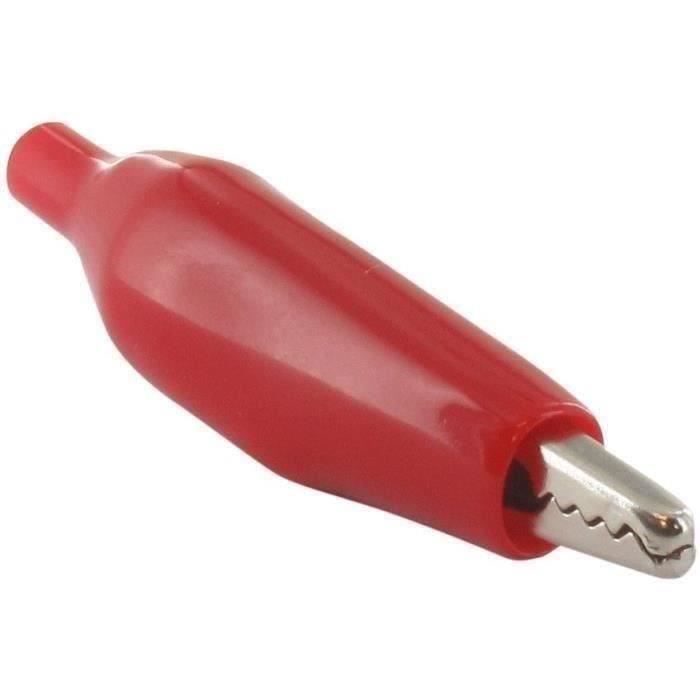 Lot de 10 Pinces alligator 50mm - Gainé rouge (négatif) - Réassort de notre Coffret 9218341