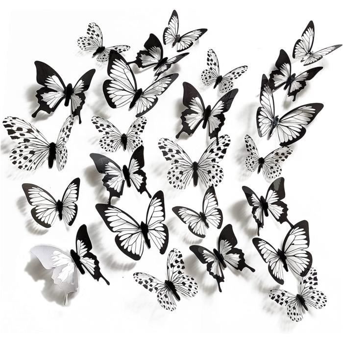 Miranck Lot de 72 autocollants muraux 3D en forme de papillon