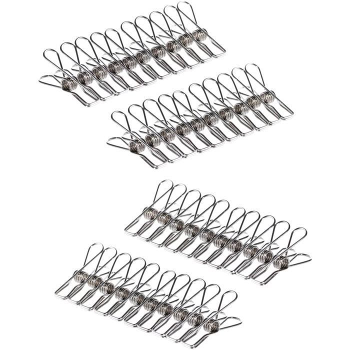 Pinces à Linge INOX Pas Facile à Glisser Solide et Solide Coupe-Vent et Durable 6 * 1.2 * 1.5cm (40 pièces)319