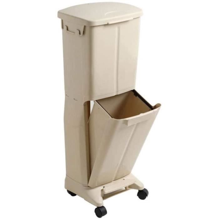 Poubelle Tri Sélectif, Poubelle de Cuisine, Debout antiodeur 2couche Poubelle à pédale, tri