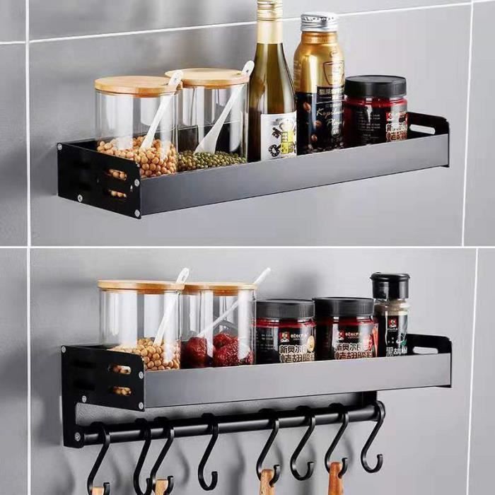 Etagere A Epices Etagere Murale Avec 6 Crochets Amovibles Etagere Flottante En Fer Pour Cuisine Chambre Bureau 40 13 4 5 4cm Achat Vente Meuble A Epices Etagere A Epices Etagere Mu Cdiscount