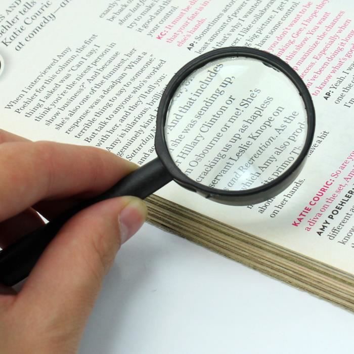 Loupe Portative Grossissement 5x - Lentille 7.5cm - Noir - Idéale Lecture & Détail