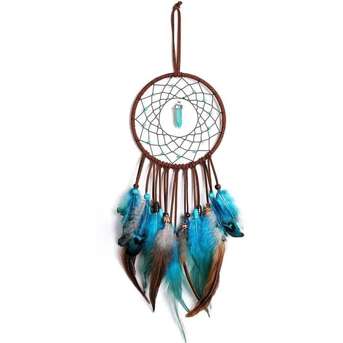 Attrape-Rêves LED Avec Plumes Et Cristaux - Décoration Chambre 47 Cm, Rose, Fait Main, Lumineux