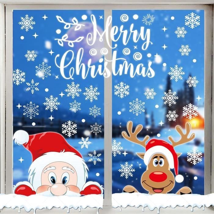 Noel Autocollants Fenetre Noel Flocons De Neige Stickers Decoration Diy Fenetres Stickers Porte De Noel Autocollant Amovibles 60 Cdiscount Maison