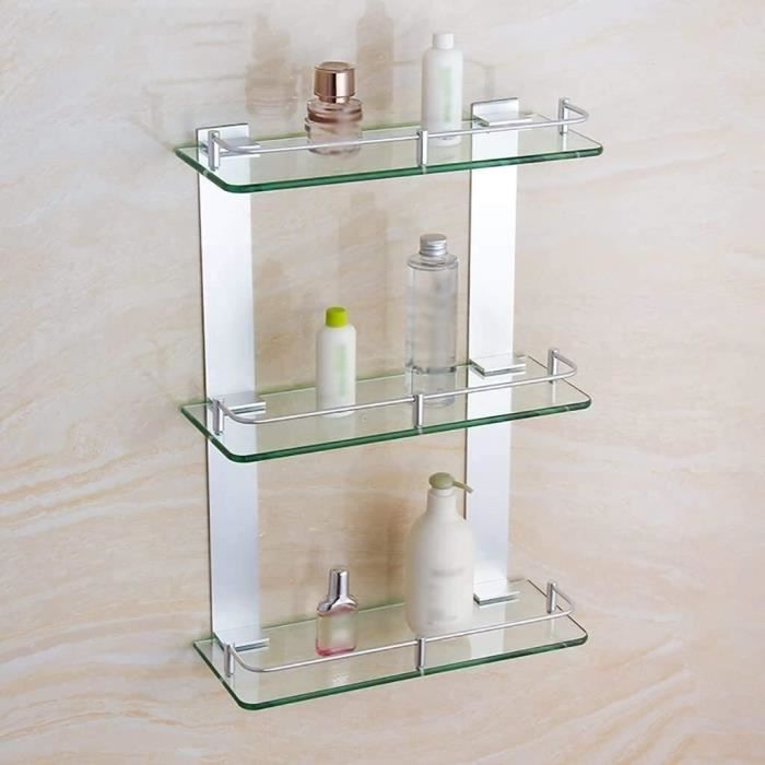 Étagère Murale En Verre 8mm Ib Style® - Clair, 40/60/90cm - Avec Clip Inox