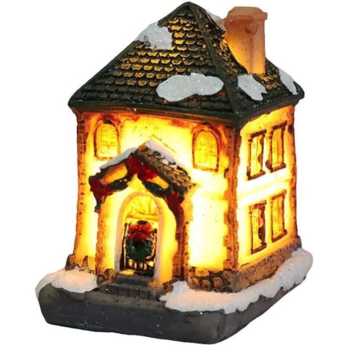 Village de Noël Lumineux, Maison de Neige de Noël, Scène de Noël en