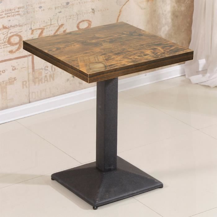 yyixing®  table de bar-table haute table de cuisine carré (horloge vintage) 60x60x75cm