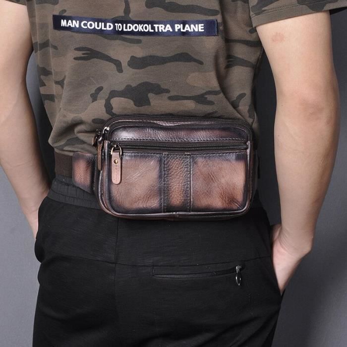 Sac banane original pour hommes de la mode de Design Type coffee