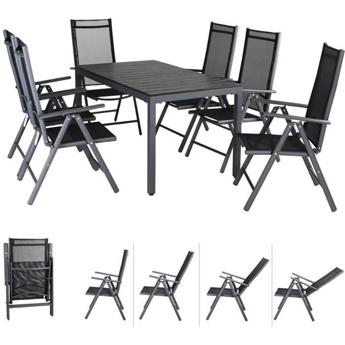 Salon De Jardin Aluminium Anthracite Bern 1 Table 6 Chaises