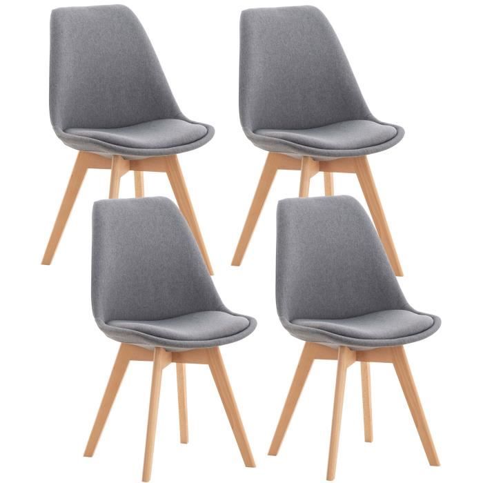 Chaises de cuisine Linares - CLP - Lot de 4 - Gris clair - Tissu Chaises de cuisine Linares - CLP - Lot de 4 - Gris clair - Tissu