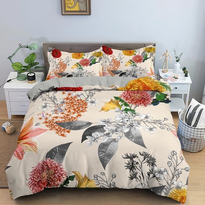 3pcs Rose Fleurs Ensemble De Literie Romantique De Luxe Housse De