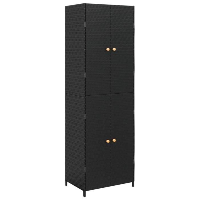 Armoire de rangement - CUQUE - CN016 - Noir - Résine tressée - 59x40x180 cm