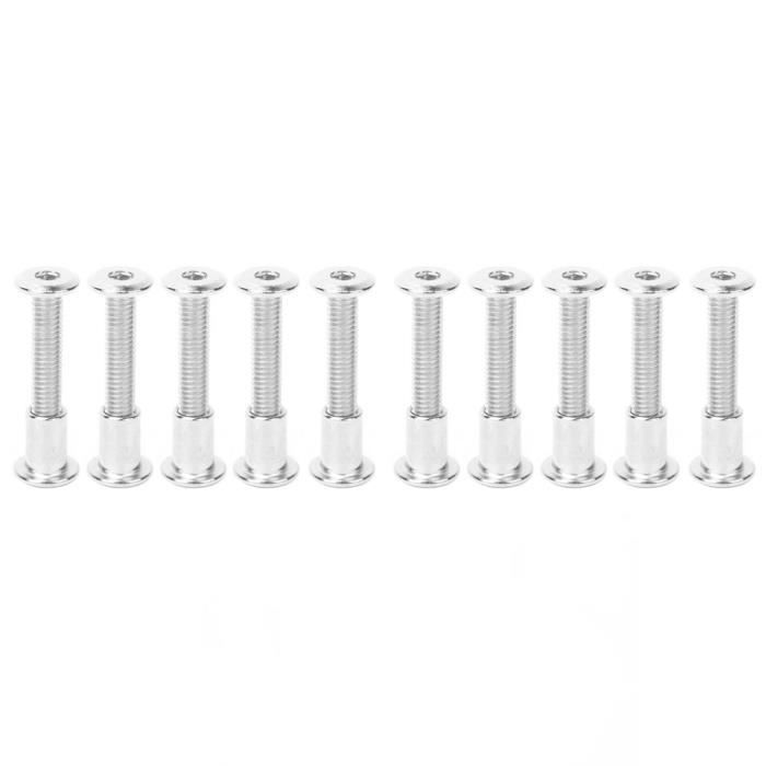 Lot De 10 Vis En Nylon M4x40mm + écrous - Tête Cylindrique Plate Fendue - Neuf Sous Sachet