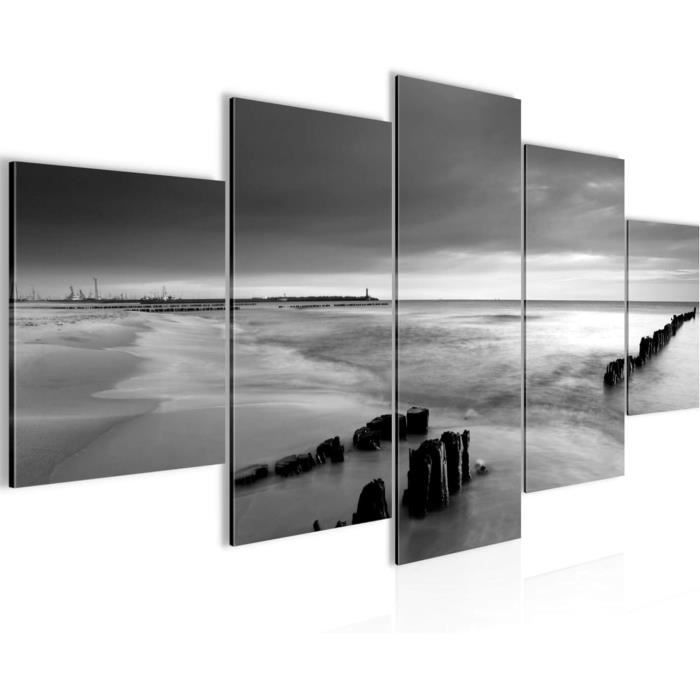 Tableau Sur Toile 100x50 Cm Impression Architecture Mer Plage - Style Moderne Sépia - Neuf