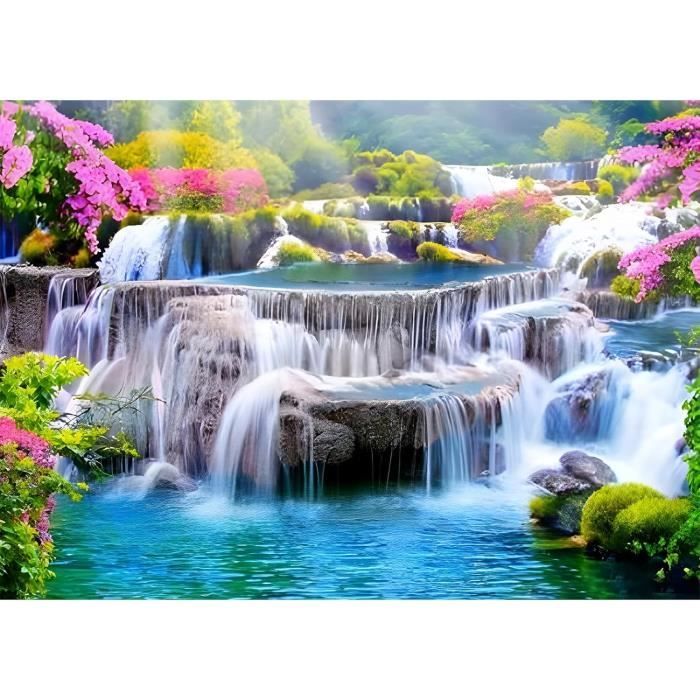 DOUKOYEE Kit Peinture Diamant 5D Fleurs Chats Paysage - Broderie Diamant Adulte DIY Décoration Murale