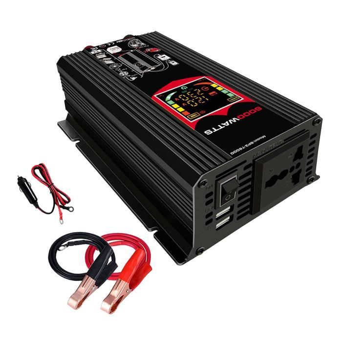 Onduleur 500W DC 12V /220V avec 2 USB Ports de Charge – HOMYL – Noir – Onduleur pour Voiture