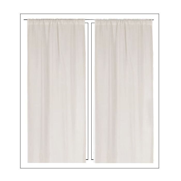 Paire de Petits voilages Droits Unis Naturel 45x180 cm