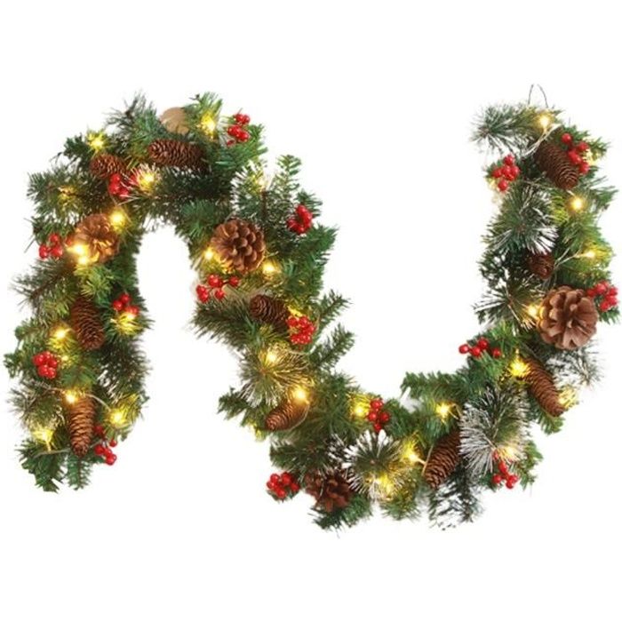 willkey Guirlande de Noël sapins Artificiel Décoré avec des cônes Baies