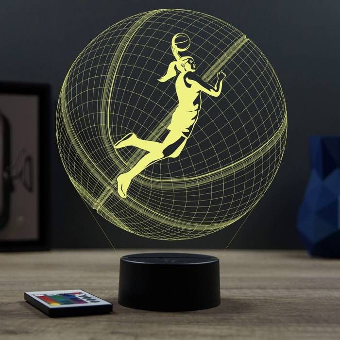 Lampe 3D Sport Basketteuse – LED – Idée Cadeau – Fabriquée en France