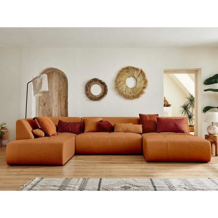 Canapé d'angle 7 places Tissu Design Panoramique