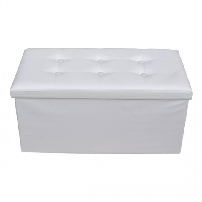 mobili rebecca pouf coffre de rangement banc rectangle blanc stokage 38x76x38