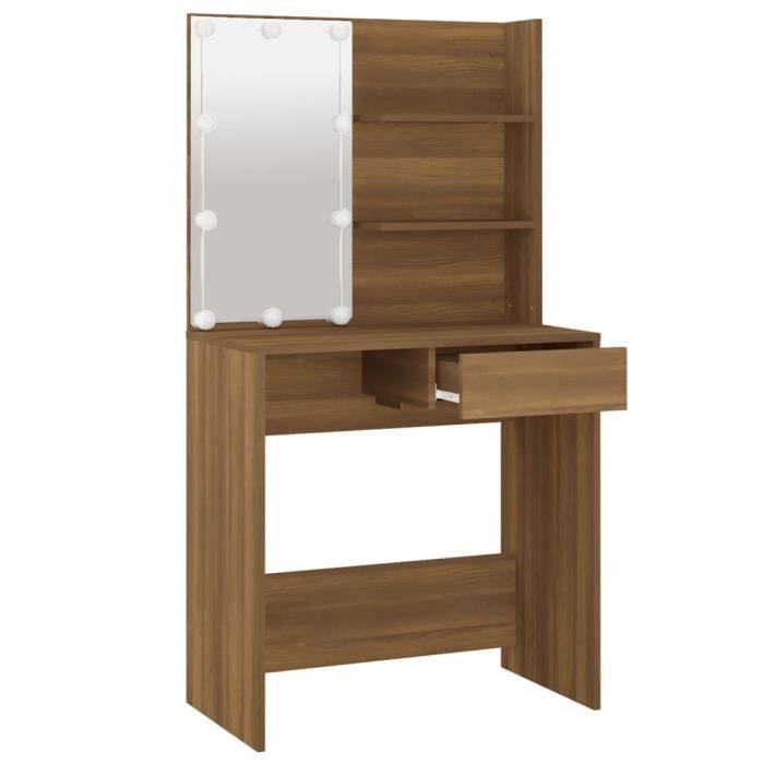 Coiffeuse avec LED Chêne marron 745x40x141 cm Mothinessto LY11110