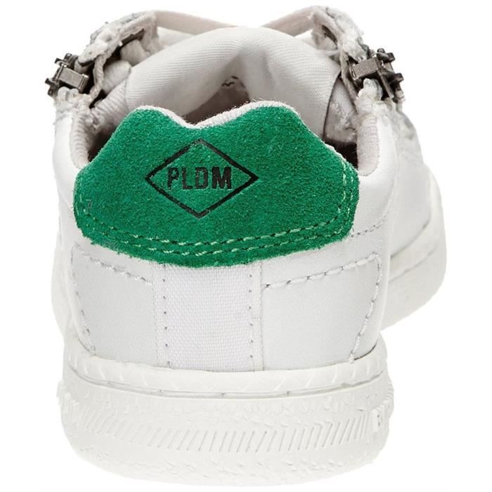 baskets palladium malo cash filles - pldm - blanc / vert - fermeture à lacets + 2 zips latéraux