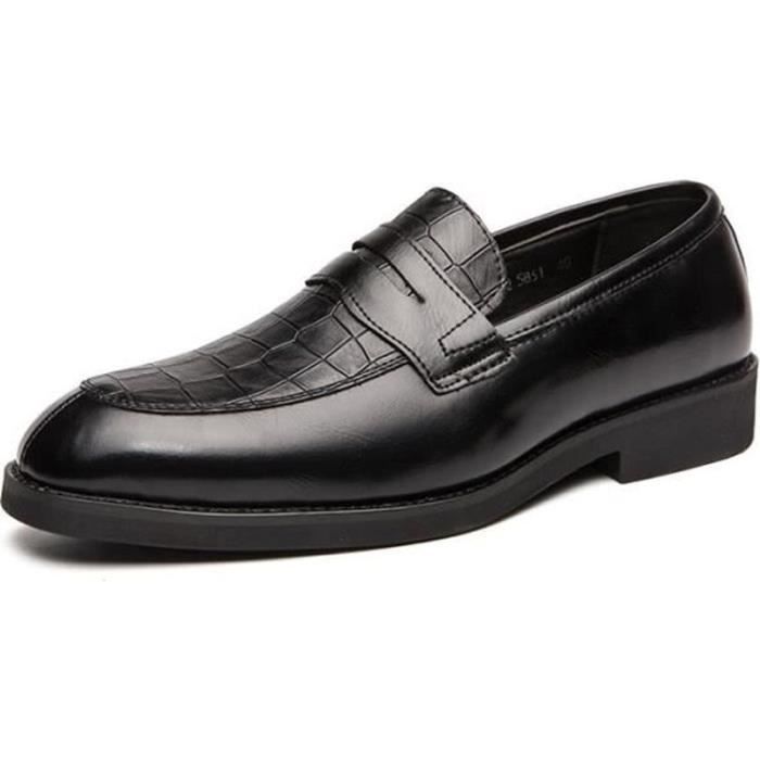 Mocassins Homme En Cuir Avec Fermeture à Glissière - Style Brogue Décontracté, Confortable Pour Marcher